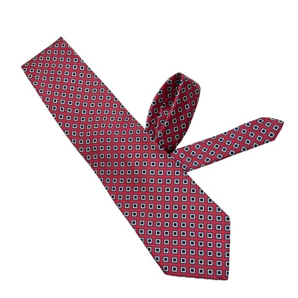 Brooks Brothers Makers 100% Silk Made In Italy Pink Navy Diamond Geometic - Picture 3 of 5